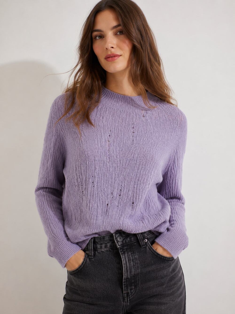 Zadig & Voltaire SZ XS Lili Destroyed Cashmere Sweater In Mauve $498